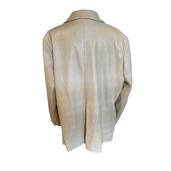 NWT Mango (MNG) Beige/Cream Vegan Faux Leather Power Blazer Size 1X FallLayering - Picture 3 of 10